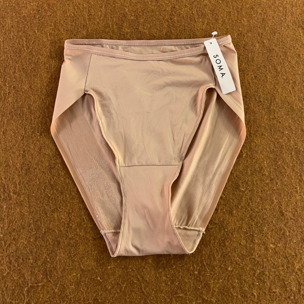 Soma Womens Small Warm Amber Vanishing Edge Micro High Leg Brief Panty NWT